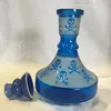 Schip uit de VS rokende blauwe schedel 9'' waterpijp glazen vaas met keramische kom