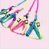 Rainbow Pet Dog Collar Harness Leash 120cm Soft Walking Harness Led Färgglada och slitstarka Traction Nylon Rope GGA832