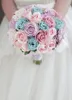 Aangepaste snoepkleur Wedding Bouquet met roze paarse blauwe rozen bruids boeket Flower Ball9823457