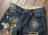 MORUANCLE Pantaloni jeans ricamati strappati da uomo alla moda Pantaloni in denim ricamati con tigre invecchiata con fori Taglia 28-38 Blu