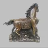 Kinesisk gul kopparhäststatus Feng Shui Bronze Brass Ferocious Art Crafts Wedding Home Hotel Decoration CR032