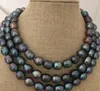 stunning 12-13mm tahitian black pearl necklace 38inch 925 silver2767