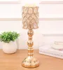 Personlig metall Golden Finish Candle Holder med kristaller Bröllop Candelabra Holder Centerpiece Home Decoration Candlesticks WT077