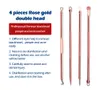 4st Set Rostfritt stål Blackhead Comedone Extractor Rose Gold Silver Pimple Spot Cleanser Beauty Face Cleaning Care Tools