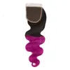 Virgin Brasilianisches 1BPurple Ombre Echthaar-Webart-Bundles mit Verschluss Lila Ombre Echthaar 3 Bundle-Angebote mit Spitzenverschluss 43043507