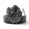 Heren Big Buckle Belt Black Pu Leather Belt Men With Rock Queen Band Buckle Metal Worldwide8037200