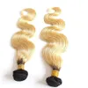 Ombre Braziliaanse Body Wave Haar Weave Bundels T1B / 613 100% Menselijk Haar Weaving 2 Stuk 10 "-26 Inch Remy Hair Extension