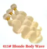 613 Blonde Brésilienne Droite Cheveux Humains Tisse Pleine Tête 3 pcs/lot Double Trames Remy Extensions de Cheveux