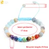 CSJA Fashion Natural Stone Amazonite Niebieskie Bracelety Reiki 7 Chakra okrągłe koraliki Mala Dyfuzor Energia Ręcznie robiona bransoletka