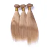 Morango Loira Indiano Cabelo Humano de Seda Em Linha Reta Tece 3 Pcs # 27 Mel Loira Virgem Remy Do Cabelo Humano Pacotes Ofertas Duplo Wefted