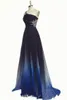 2019 Eleganter Stil Royal Bule Color Abendkleid One Shoulder Empire-Taille Chiffon Schwarz Abendkleider