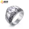 Top Quality Men's Rings silver Color Stainless Steel Ring Luxury Zircon Gem Rings Jewelry Female gift wholesale