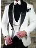 Красивый дешев и точн шаль лацкане Ivory One Button Groom Tuxedos Мужские костюмы Свадебные / выпускной вечер / ужин Шафер Blazer (куртка + штаны + Tie + Vest)