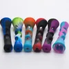 Mini Colorful Silicone Hand Pipe With Glass Tube Horn Fda Herb Smoking Pipes Cigarette Filter Tobacco Hand Tool 545