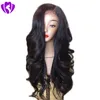 Бесплатно shippping боковая часть синтетические кружева передний парик с челкой длинные черные тела волны волос синтетические парики волос для черных женщин