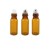 New Amber Empty Glass Pendant Sample Perfume Bottle with Steel Roller Ball Glass Vials Small Essential Oil Bottle 5ML