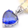 Luckyshine 925 silver halsband och örhängen smycken sätter hjärta blå topaz pärlor för kvinnor fest födelsedag gåvor uppsättningar