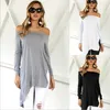 T-shirt kobiety Off Shoulder Shirts Moda Topy Z Długim Rękawem Bluzka Luźne Koszulki NightClub Nieregularne Sexy BluSas Odzież damska B3751