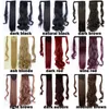 Hot koop 18 "Lange golvende natuurlijke paardenstaartklem in Paardenstaarten Haarextensies Wikkelen rond op synthetisch haarstuk voor mens