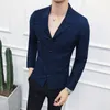 İlkbahar Sonbahar Erkekler Yaka Suits Beyaz Geri Renk Uzun Kollu Eğlence Tenterhooks Camisas Sosyal Masculina Slim Fit