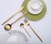 Hot koop 4 stks / set puur goud Europees servies mes 304 roestvrij staal westerse bestek keuken voedsel servies diner sets