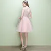 Härlig rosa prom klänningar boll klänning knä längd fest klänning ren med applique dragkedja tillbaka kvällsklänningar billig stor försäljning