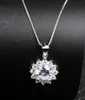 Yhamni Fashion Solitaire Sunflower Pendant Halsband Kvinnor 925 Sterling Silver Chain Crystal Rhinestone Flower Halsband TP001