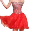 Custom Made Sweetheart Cocktail Dresses Shinning Crystal Organza Short Party Dress Lace-up Back Match Cowboy Boots