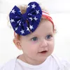 Nowy Noworodek Amerykański Stars Paski Flaga Pałąk National Day Kids Bow Elastyczność Zespół Włosów Akcesoria do włosów