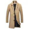 2018 Inverno macho cor sólido Slim Fit Cit overcoat Medium Jaquetas Longas Homens Casual Engrossar Trench de Lã Casaco Casacos Negócios