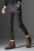 Heren jeans Hoge kwaliteit Mannen Skinny Winter Zwart Slanke Warme Denim Fashion Elastische taille Diker Stretch1