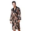Erkekler Robe 2018 Bahar Yeni Kimono Bornoz Kıyafeti Faux Ipek Elbiseler Uzun Kollu Ev Giysileri Erkek Çayır Bath Geisha L XL XXL