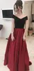 New Fashion 2017 Black Off Shoulder Top Dark Red Satin Prom Dresses Long Cheap Ruched Formal Dresses Party Evening Wear Custom EN12136