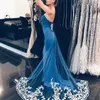 Saudiarabisk Dubai Celebrity Prom Klänning Enkel Strapless Bow Lace Applique Mermaid Prom Klänningar Sexig Backless Party Dress Billiga Långkvällsklänning