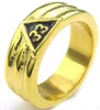 Gold Plated Scottish Rite 33rd Degree Grooved Band Rings Stainless Steel Freemason Ring Masonic Ring Freemason's Jewelry for Free Masons