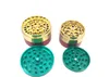 Color flat smoke mill 63mm/52mm zinc alloy grinder metal four layer smoke cutter