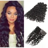 Peruvian Water Wave Bundles with Lace Closure Unprocessed Virgin Human Hair Weave Weft with Lace Closure Free Middle 3 Part Double Weft