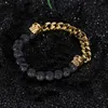 Armbanden Sieraden Voor Mannen Punk Dubai Goud Zilver Kleur Link Chain Gothic Lava Kralen Elastische Armbanden Cool Accessoires Geschenken6306470