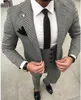 Maßgeschneiderter schwarz-weiß karierter Hochzeitsanzug für Männer, Slim Fit, formeller Bräutigam, Abschlussball, Blazer, 3-teilig, Smoking, modisch, Herrenjacke, Hose, Weste