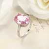 LuckyShine Мода OL Противопожарное Овальное Розовый Кунсайт кольцо 925 Посеребренных Женщины Циркон Свадьба Engagemens ювелирных изделия Кольца