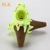 Pink green white smoking pipes hand tobacco burner bong silicone free type ice cream cone pipe with PET clear box package