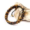 Mężczyźni Bransoletka Double Zroszony 6mm Natural A Grade Tiger Eye Kamienne Koraliki Macrame Przyjaźń Bransoletka Ładna prezent Gorąca Sprzedaż