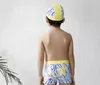 Pantaloncini da bagno per bambini Costumi da bagno per bambini Beach Swim Slip e berretti per nuoto estivo in spiaggia (2-10T, blu)