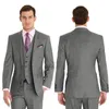 Custom Made Slim Fit Yan Havalandırma Açık Gri Damat Smokin Notch Yaka Sağdıç Sağdıç Düğün Takımları Damat Yakışıklı (Ceket + Pantolon + Yelek)