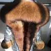 Genuine Silver  Fur Collar Hooded Long Casual Parkas Women Winter Real Raccoon Fur Lining Coat Jacket