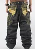 Pantalon hip-hop à motif brodé Hiphop décontracté lâche plus gras grande taille skateboard mec jeans pantalon