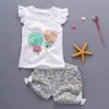Barn Lollipop Outfits Girls Top + Floral Shorts 2st / set 2018 Sommar Baby kostym Boutique Kids Kläder uppsättningar 4 färger C3843