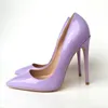 New purple lacquer fine-heeled pointed high-heeled shoes 12CM super high-heeled fashionable sexy women's shoes, customized 33-45 yards.