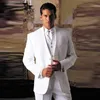 Men Suits White Wedding Suits For Man Bridegroom Custom Made Slim Fit Formal Tuxedos Tailcoat Male Groom Wear Prom 3Pieces Jacket+Pant+Vest