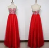 Glänsande Sequined Sweetheart Long Red Tulle Bridesmaid Klänning Formell Bröllopsfestklänningar Ny Ankomst Skräddarsydda Brudtärna Klänningar